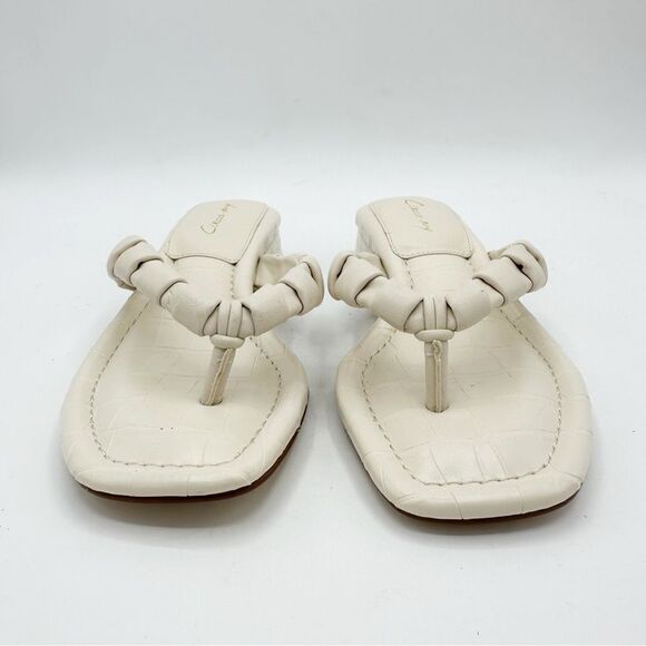 Circus By Sam Edelman Jacinda Ivory Low-Heeled Embossed Thong Sandals Sz 5.5M - Picture 5 of 13